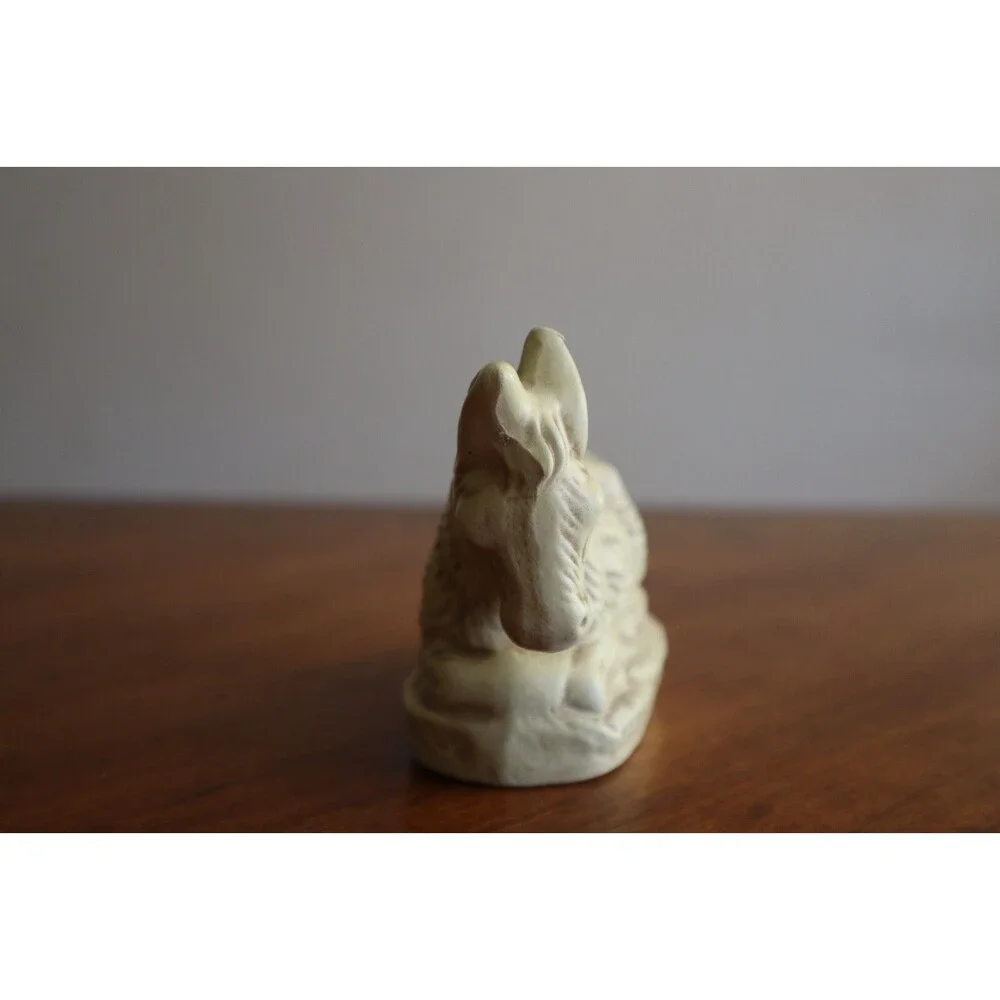 Vtg Christmas Nativity Figurine Paper Mache Composite: Laying Donkey  3.5